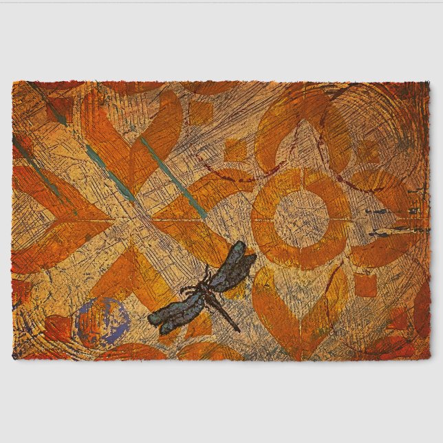 Moroccan theme dragonfly Coir Mat (Front)