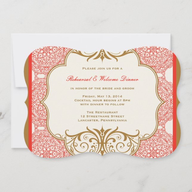 Moroccan Themed Rehearsal Dinner Invitation (Front)
