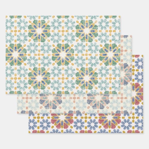 Moroccan Tile _ 3 colors Wrapping Paper Sheets