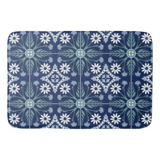 Moroccan tile arabesque vivid blue green white