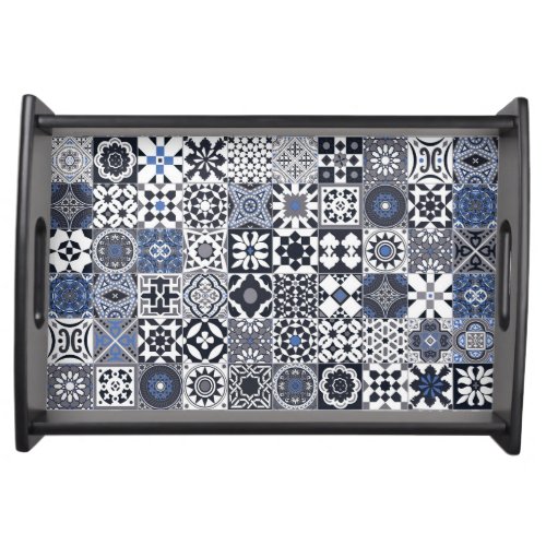 Moroccan tile blackbluegray serving tray