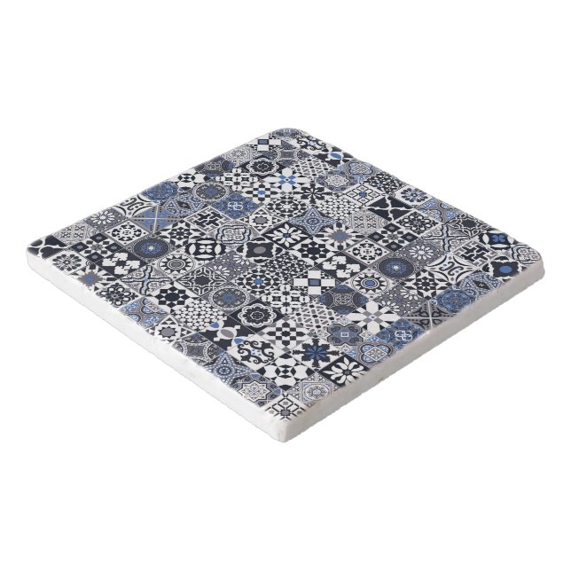Moroccan tile black,blue,gray trivet (Corner)