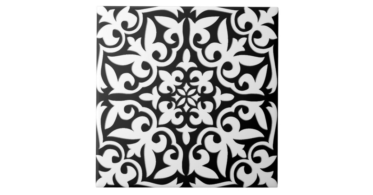 Moroccan Tile Black With White Background Zazzle Com