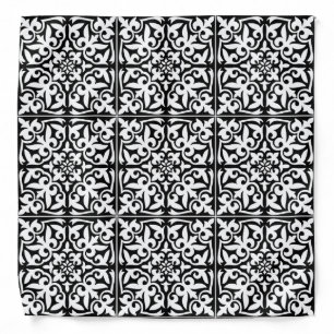 Moroccan tile - black with white background bandana