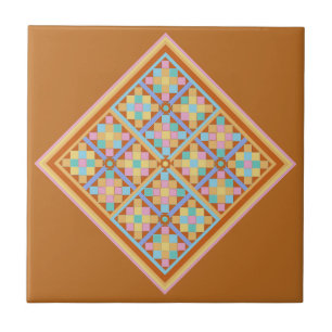 Moroccan tile blocks, diamond on terracotta back