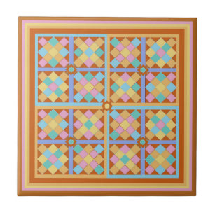 Moroccan tile blocks pattern on terracotta back
