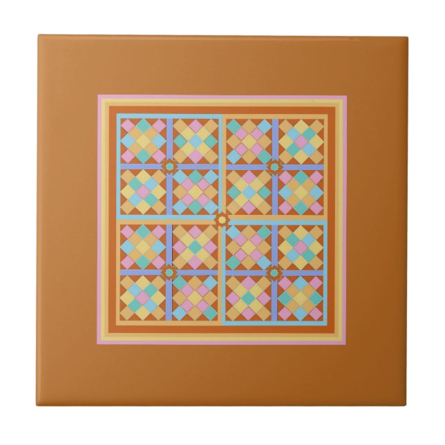 Moroccan tile blocks, square on terracotta back (Front)