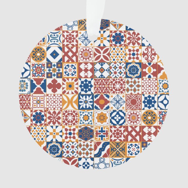 Moroccan tile - blue and bordo ornament (Front)