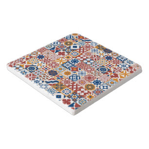 Moroccan tile - blue and bordo trivet