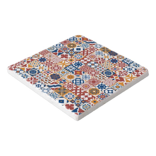 Moroccan tile - blue and bordo trivet (Corner)
