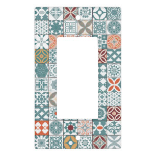 Moroccan tile - blue and brown light switch cover