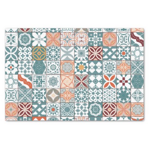 Moroccan tile _ blue and brown tissue paper