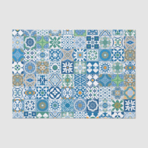 Moroccan tile - blue and green tissue paper