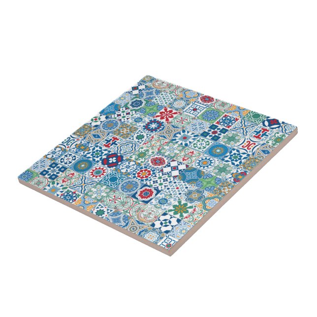 Moroccan tile - blue and red (Side)