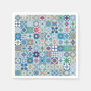 Moroccan tile - blue and red napkins
