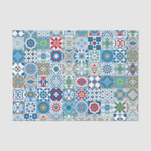 Moroccan tile - blue and red tissue paper