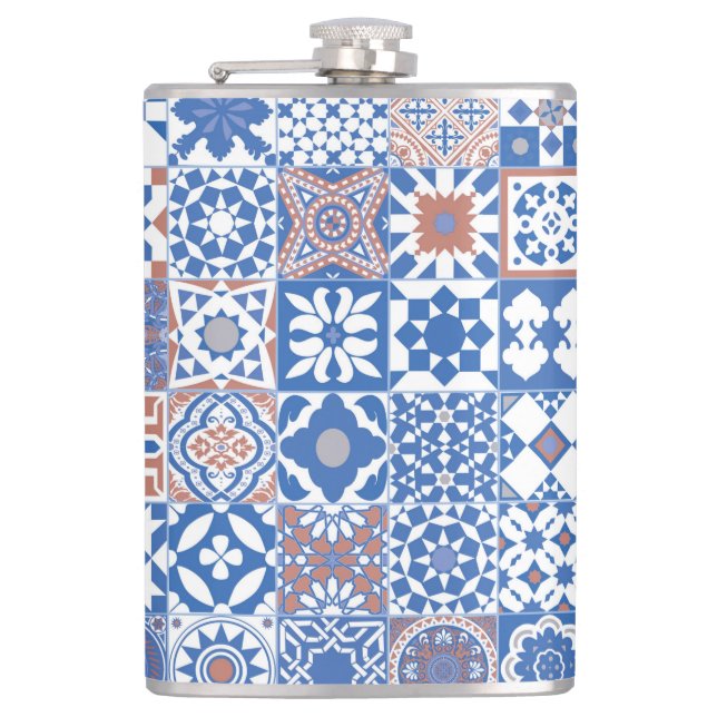 Moroccan tile blue,brown flask (Front)