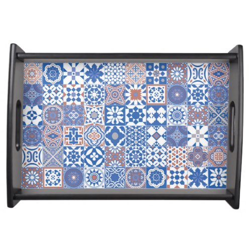 Moroccan tile bluebrown serving tray