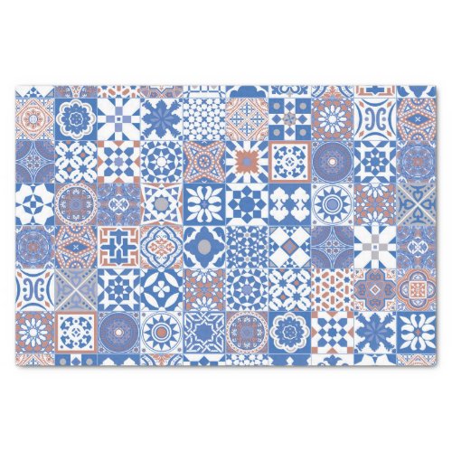Moroccan tile bluebrown tissue paper
