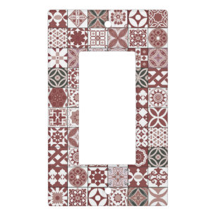 Moroccan tile - bordo and black light switch cover