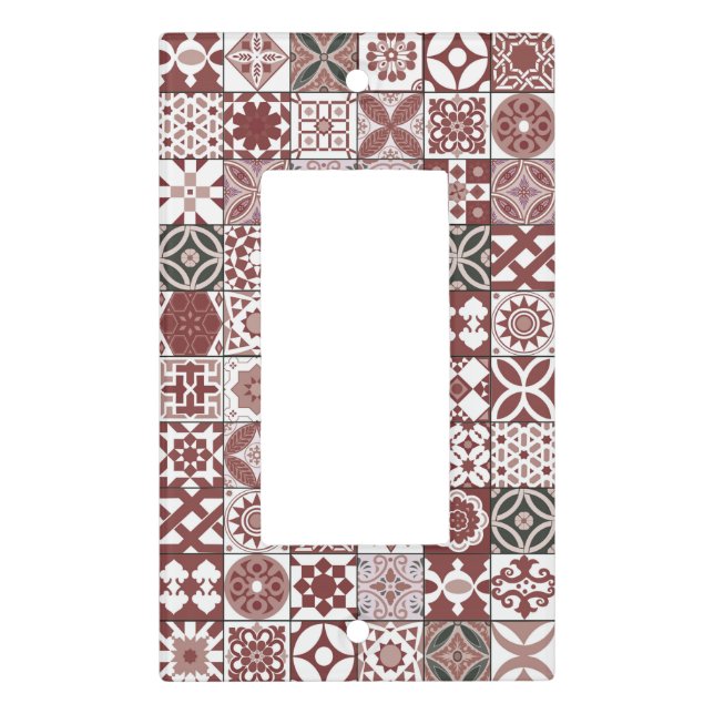 Moroccan tile - bordo and black light switch cover (Front)