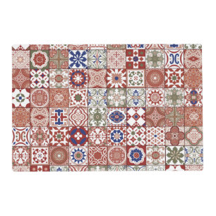 Moroccan tile - burgundy and blue placemat