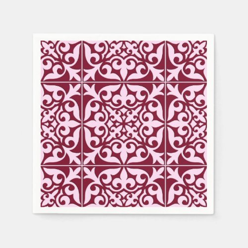 Moroccan tile _ burgundy and pink paper napkins