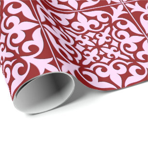 Moroccan tile - burgundy and pink wrapping paper