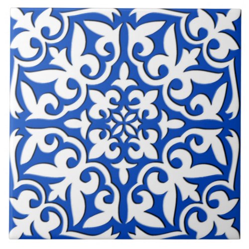 Moroccan tile _ cobalt blue and white