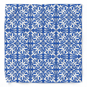 Moroccan tile - cobalt blue and white bandana