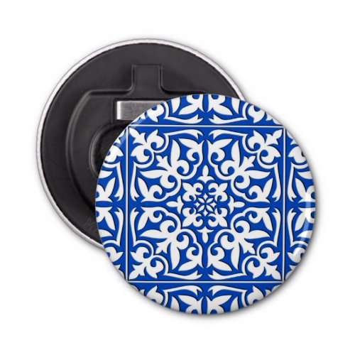 Moroccan tile _ cobalt blue and white bottle opener