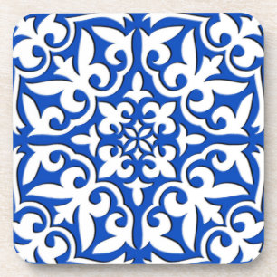 Moroccan tile - cobalt blue and white drink coaster
