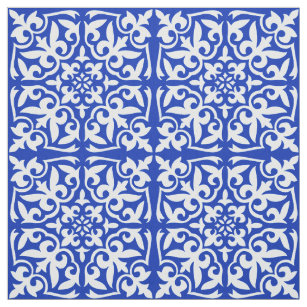 Moroccan Tiles Fabric Zazzle Moroccan Tile Cobalt Blue And White Fabric