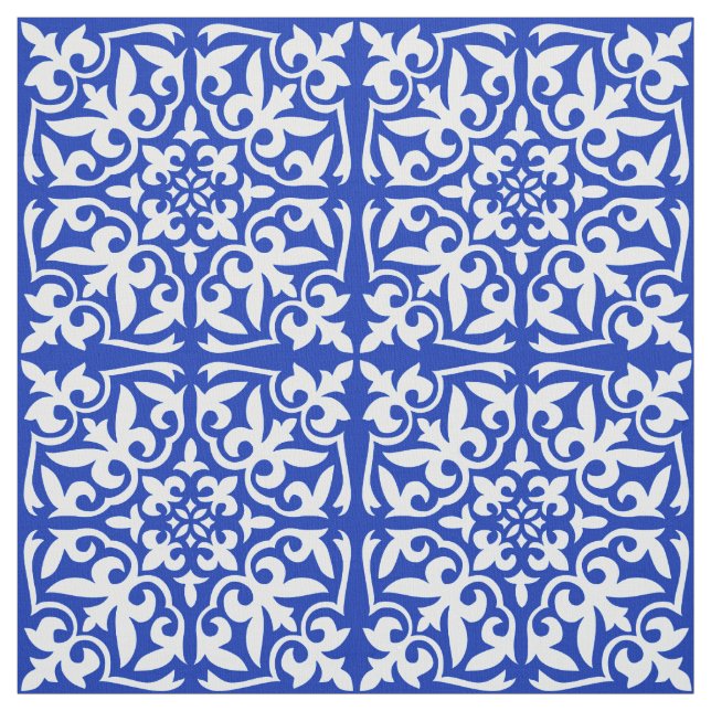 Moroccan tile - cobalt blue and white fabric (Swatch)