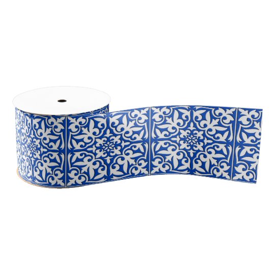 Moroccan tile - cobalt blue and white grosgrain ribbon | Zazzle.com