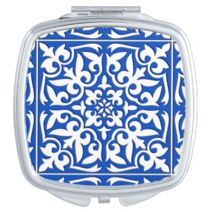 Moroccan tile - cobalt blue and white makeup mirror