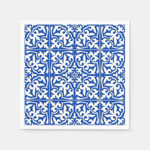 Moroccan tile - cobalt blue and white paper napkins