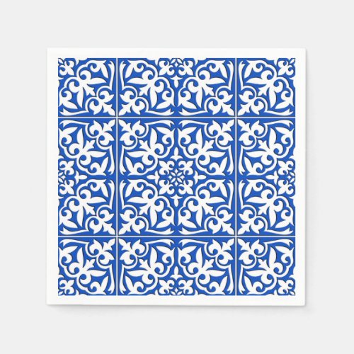 Moroccan tile _ cobalt blue and white paper napkins