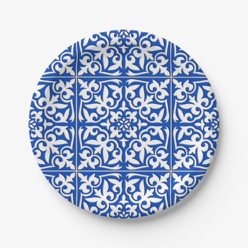 Moroccan tile _ cobalt blue and white paper plates