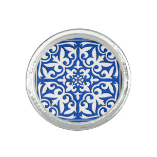 Moroccan tile - cobalt blue and white ring