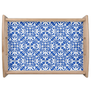 Moroccan tile - cobalt blue and white serving tray