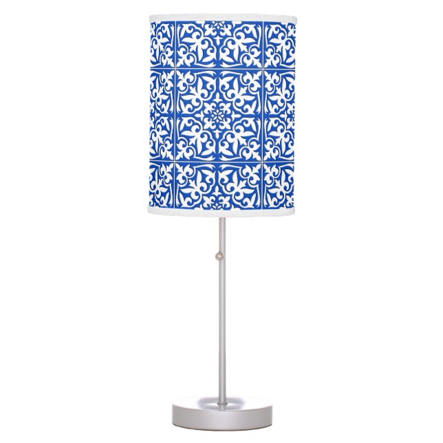 Moroccan tile - cobalt blue and white table lamp (Front)