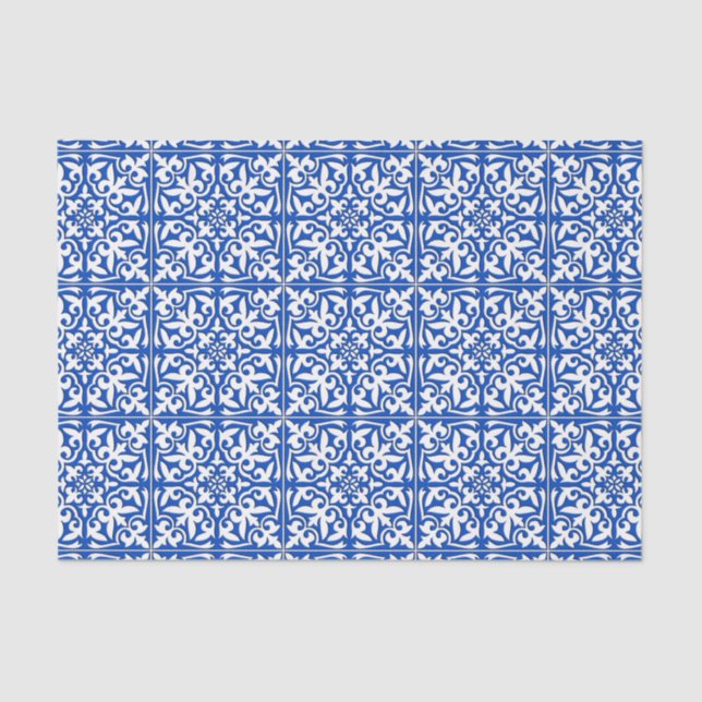 Moroccan tile - cobalt blue and white tissue paper (Front)