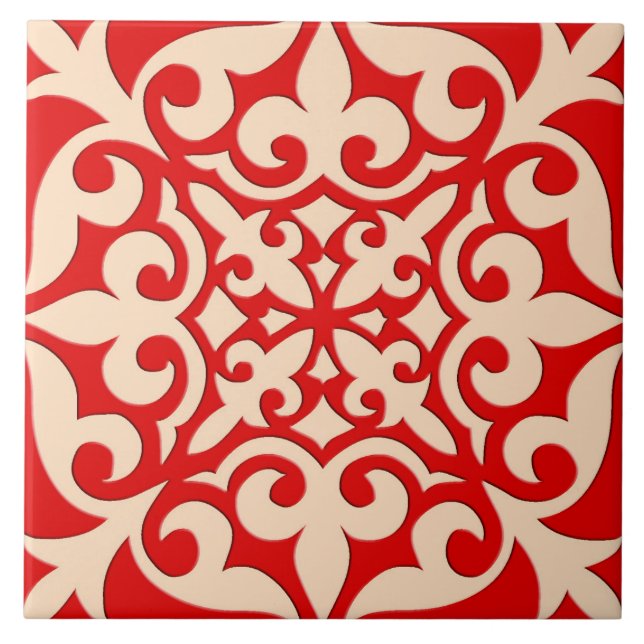 Moroccan tile - coral orange and peach (Front)