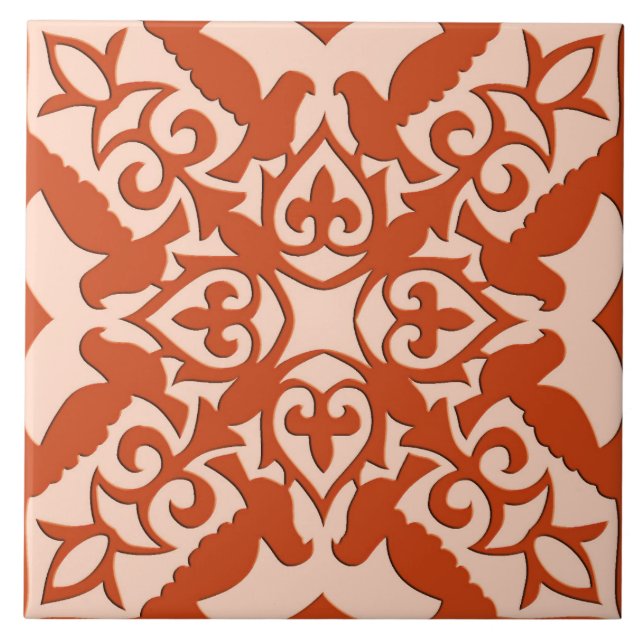 Moroccan tile - coral orange and peach (Front)