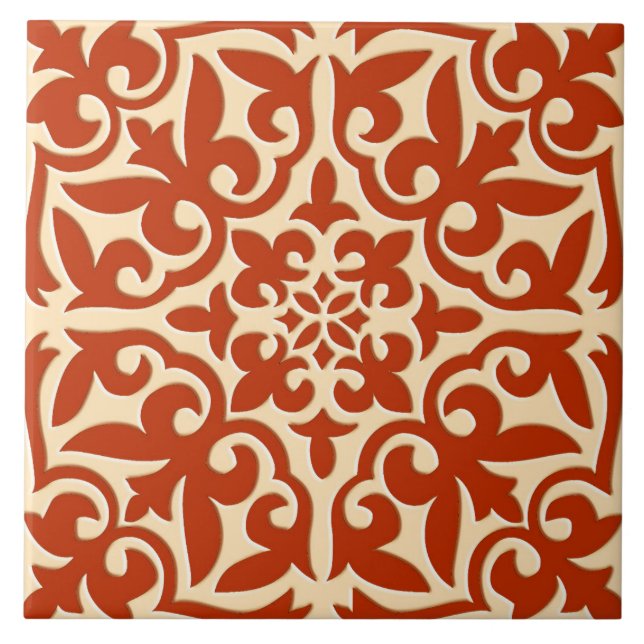 Moroccan tile - coral orange and peach (Front)