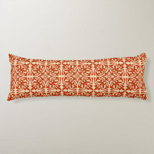 Moroccan tile - coral orange and peach body pillow