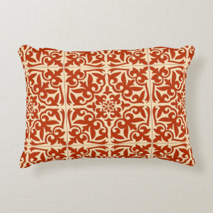 Moroccan tile - coral orange and peach decorative pillow