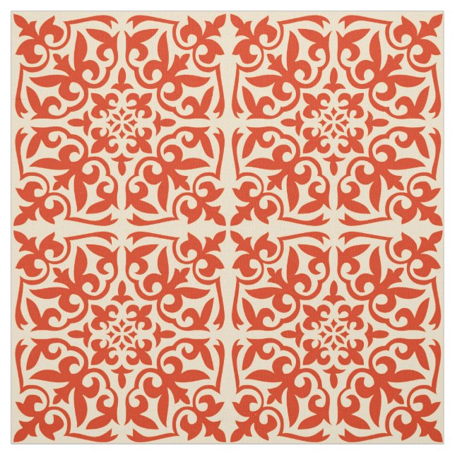 Moroccan tile - coral orange and peach fabric (Swatch)