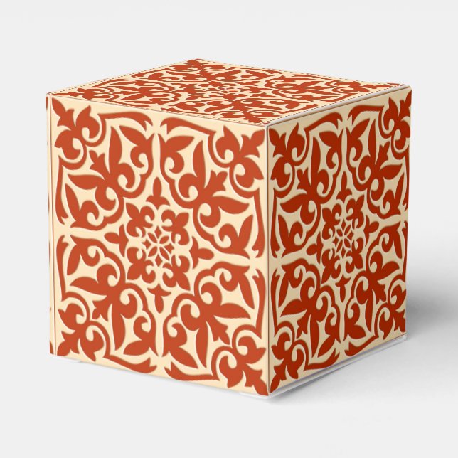 Moroccan tile - coral orange and peach favor boxes (Back Side)
